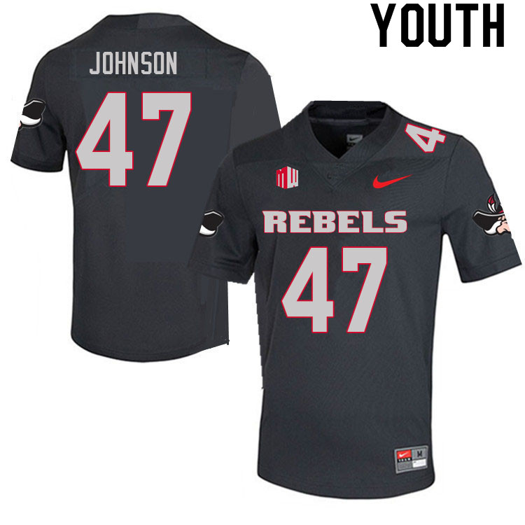 Youth #47 Malcolm Johnson UNLV Rebels College Football Jerseys Sale-Charcoal